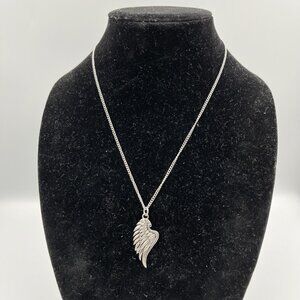 Stainless Steel Angel Wing Necklace Psalm 34:7 Shields of Strength Unisex